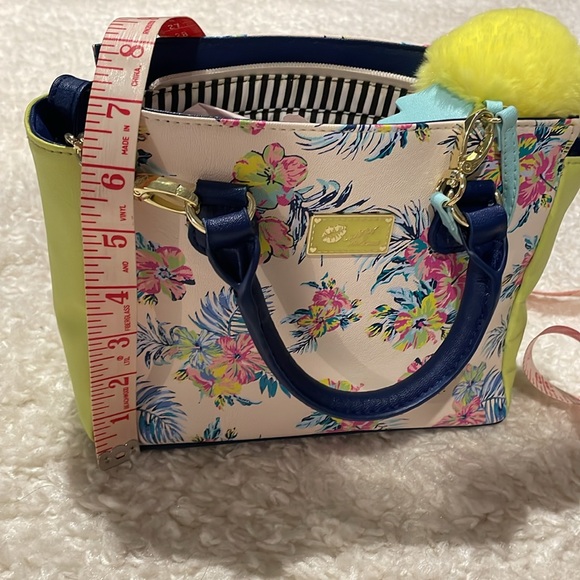 Betsey Johnson Blue, White, Yellow & Pink Tropical Purse w/ Removable Straps - Picture 16 of 16